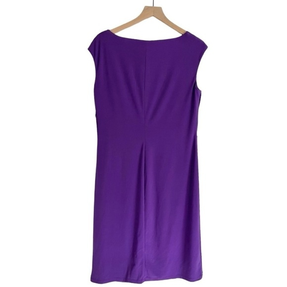 NWT Lauren Ralph Lauren Cowl Neck Cap Sleeve Knee Length Dress Purple Size 14 - Picture 2 of 9
